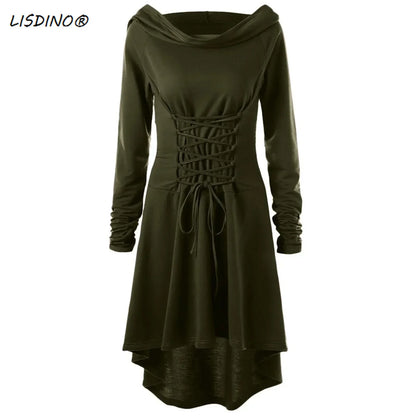 Medieval Costume Dress Hooded Archer Renaissance Halloween Outfit