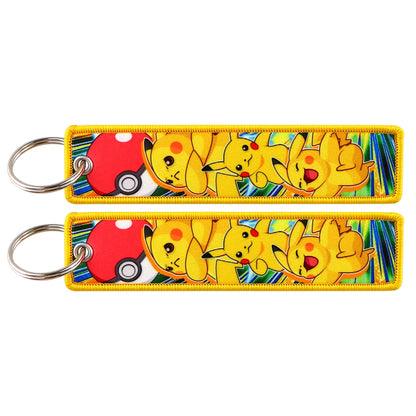 Embroidered Keychain Double-Sided Key Fob for Car & Motorcycle