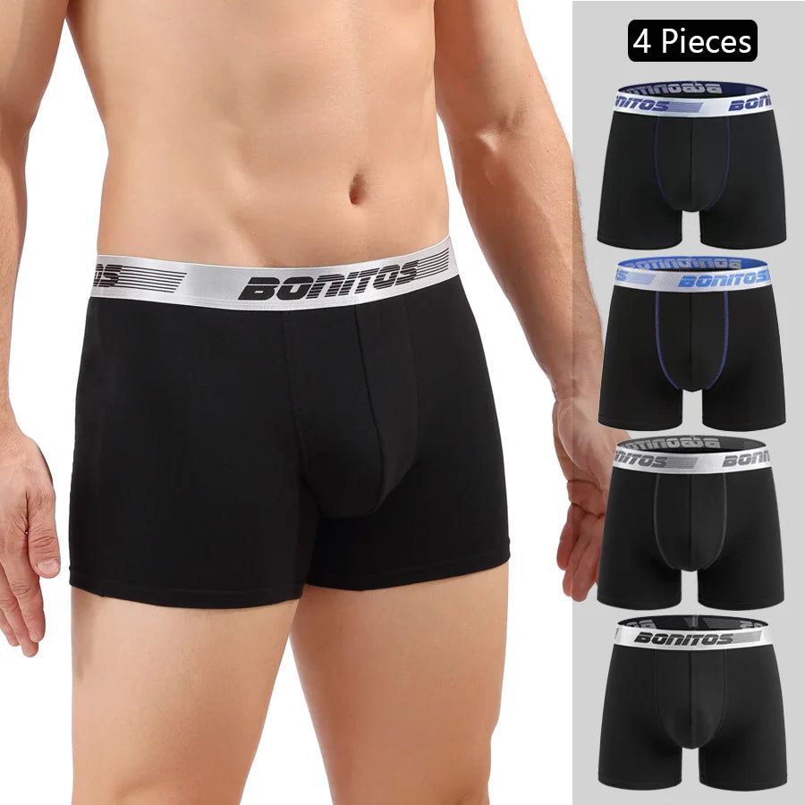 Men's Boxer Shorts Cotton Stretch Underwear 4-Pack