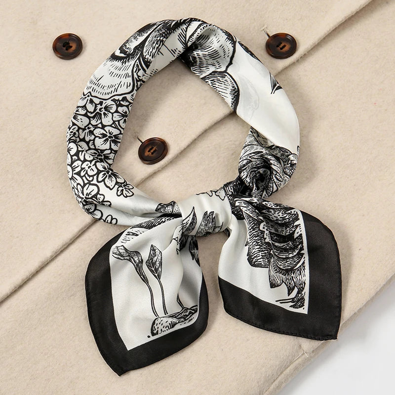 Women's Square Scarf 70x70cm Satin Print Wrap