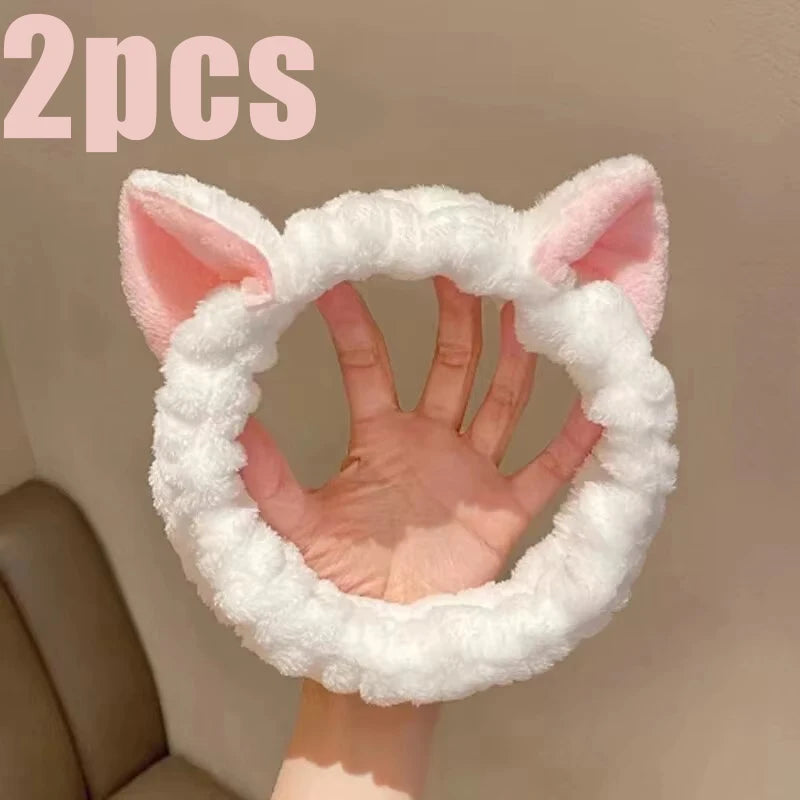 Cat Ear Headband – Soft Plush Makeup and Face Washing Hairband
