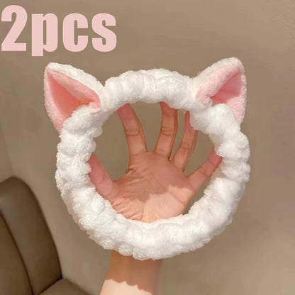 Cat Ear Headband – Soft Plush Makeup and Face Washing Hairband