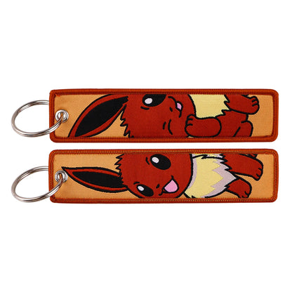 Embroidered Keychain Double-Sided Key Fob for Car & Motorcycle