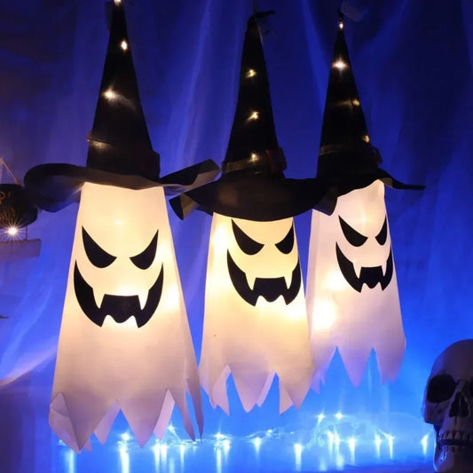 Halloween Ghost Decoration, Glowing LED Hanging Ghost Prop