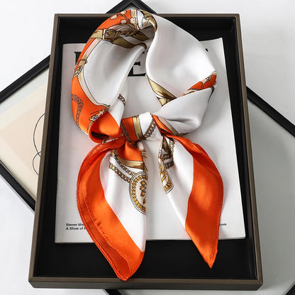 Women’s Square Scarf 70x70cm – Silk Feel Printed Hair Wrap