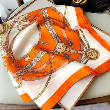 Women's Square Scarf, 70×70cm Printed Satin-Style Headscarf