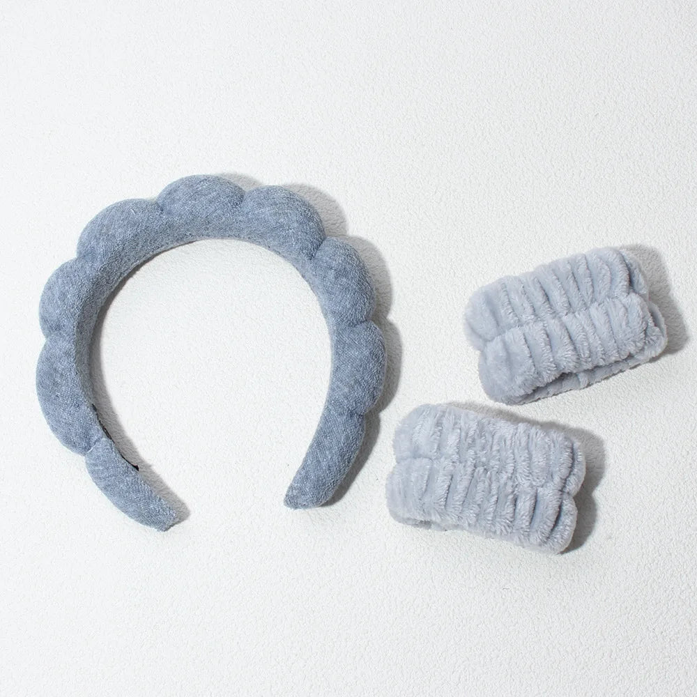 Face Wash Headband Set with Wristbands for Skincare & Makeup