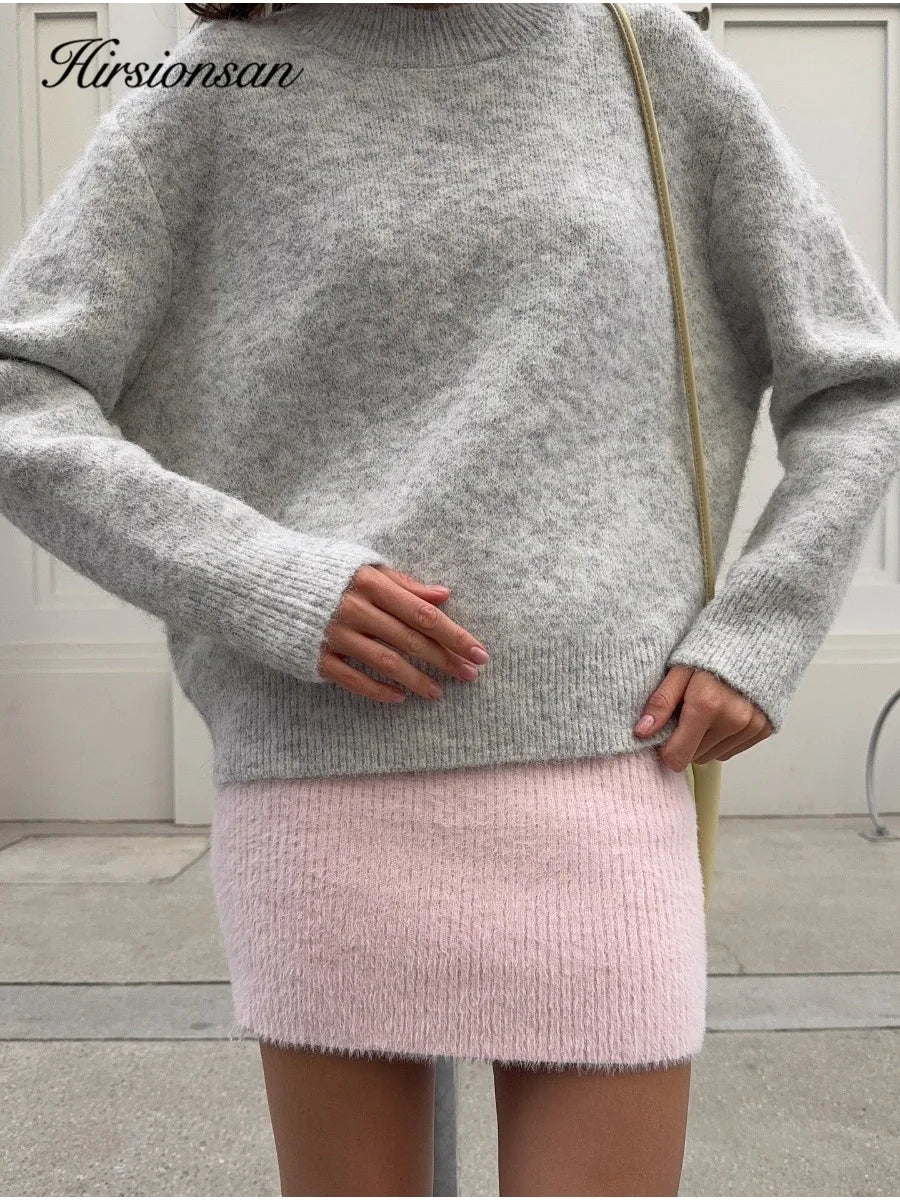 Women's Knit Sweater Oversized O-Neck Warm Winter Pullover