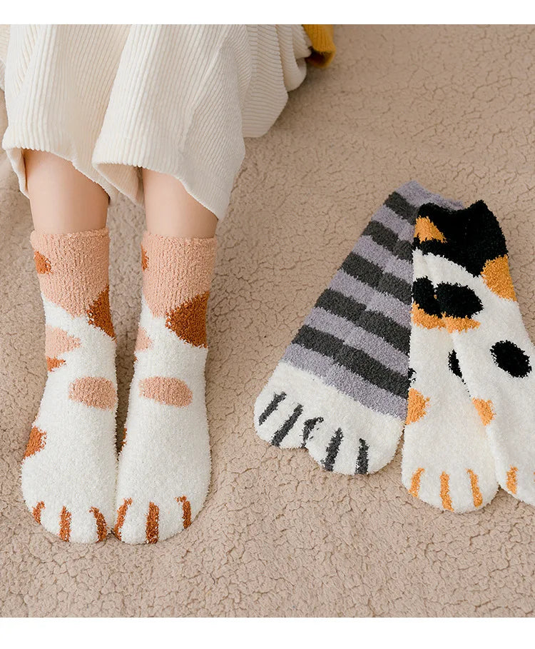 Women's Winter Socks Coral Velvet Warm Fuzzy Floor Socks 2-Pair