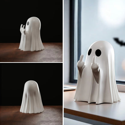 Middle Finger Ghost Statue, Funny Halloween Tabletop Decor