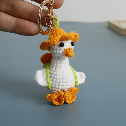 Duck Keychain Cute Crochet Animal Keyring Pair for Bags and Keys