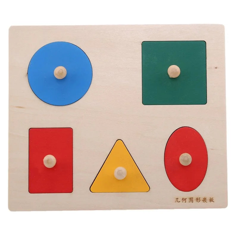 Wooden Shape Sorting Puzzle – Geometric Montessori Learning Toy