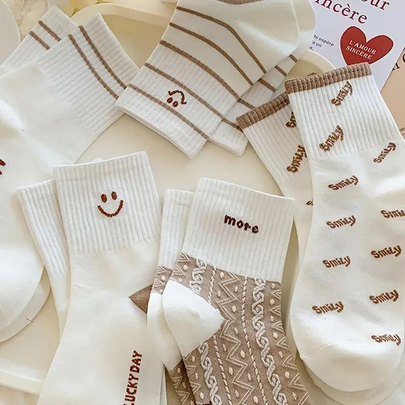 Women's Crew Socks – Cute Patterned Casual Socks 5-Pair Set