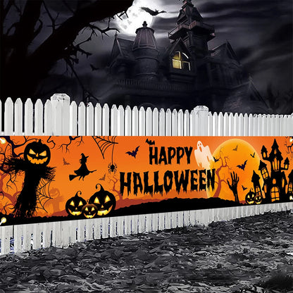 Halloween Outdoor Banner – Pumpkin and Bat Party Decoration