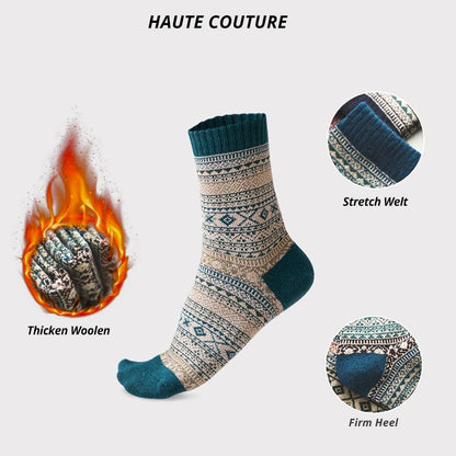 Men's Winter Socks Thick Wool Blend Warm Crew Socks 5-Pair