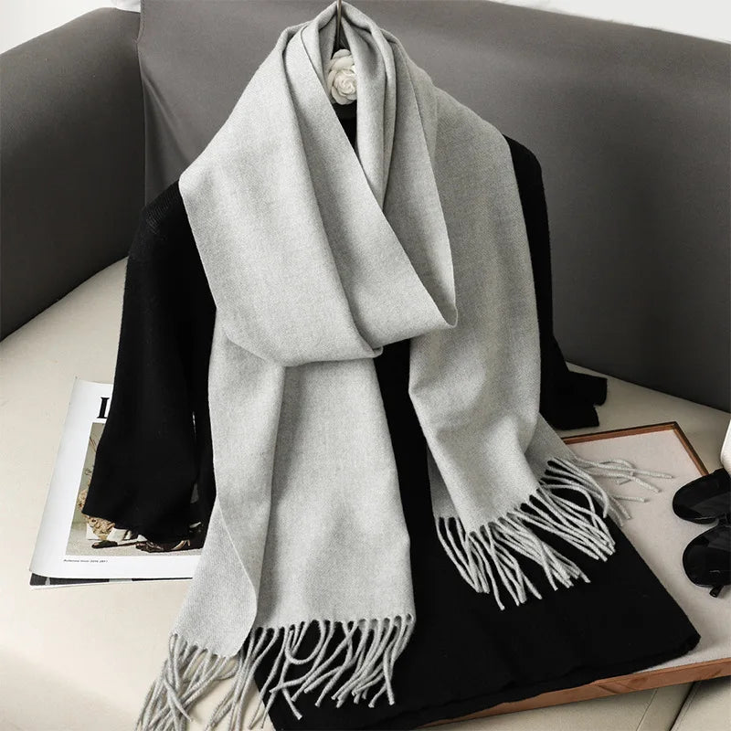 Women's Winter Scarf Warm Long Pashmina Shawl with Tassels