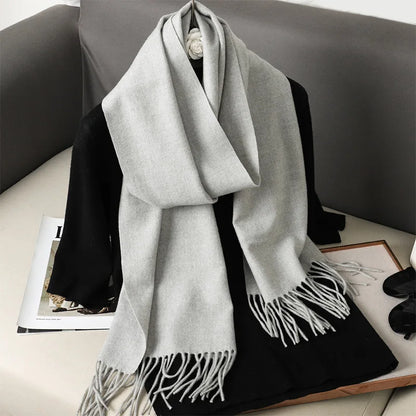 Women's Winter Scarf Warm Long Pashmina Shawl with Tassels