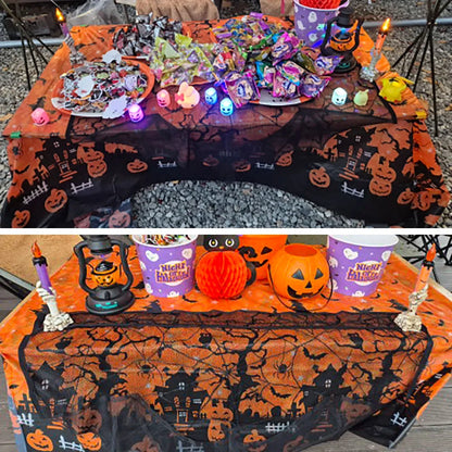 Halloween Tablecloth Disposable Plastic Pumpkin Spider Web Bat Cover