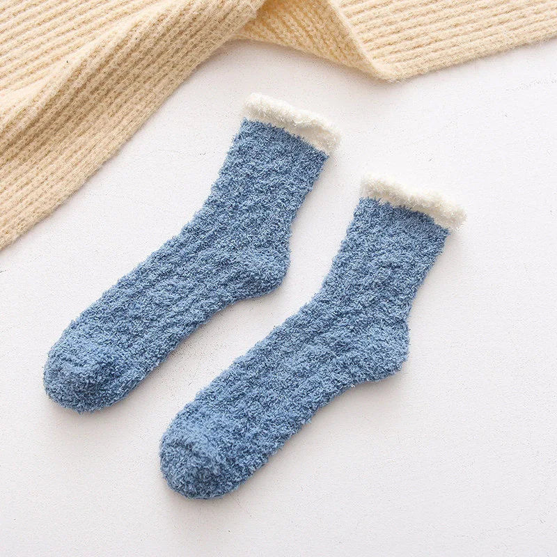 Women's Winter Socks Coral Velvet Warm Fuzzy Floor Socks 2-Pair