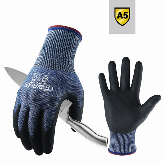 Cut Resistant Gloves – Nitrile Coated Work Gloves with Grip