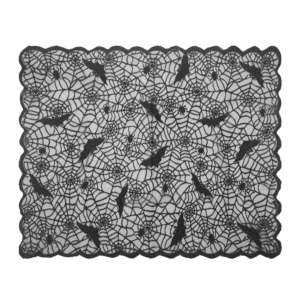 Halloween Tablecloth, Lace Bat and Skull Pattern Rectangular Decor