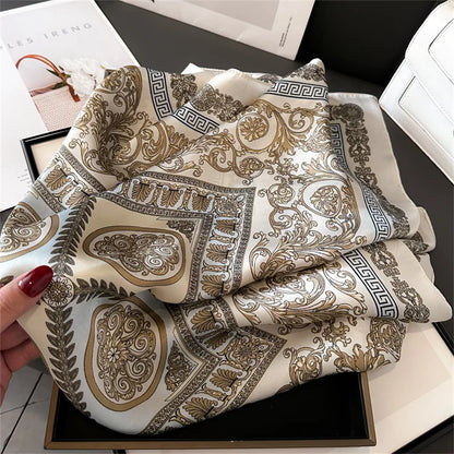 Women's Square Scarf, 70×70cm Printed Satin-Style Headscarf