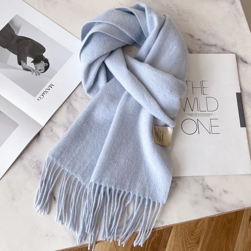 Wool Winter Scarf – 100% Wool Warm Solid Color Wrap