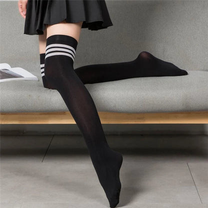 Women's Over The Knee Socks, Striped Long Tube Stockings