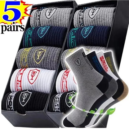 Men's Crew Socks Breathable Cotton Sports Socks 5/10 Pairs