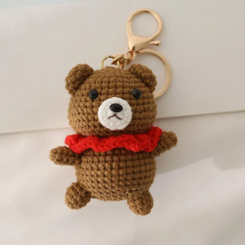 Crochet Rabbit Keychain Cute Knitted Animal Pendant for Bags and Keys