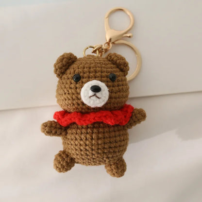 Crochet Rabbit Keychain Cute Knitted Animal Pendant for Bags and Keys