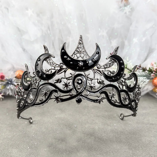 Gothic Tiara Moon & Star Crown for Women, Halloween Cosplay