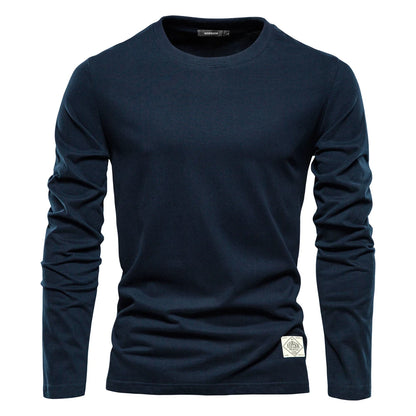 Men's Long Sleeve T-Shirt 100% Cotton Casual O-Neck Top