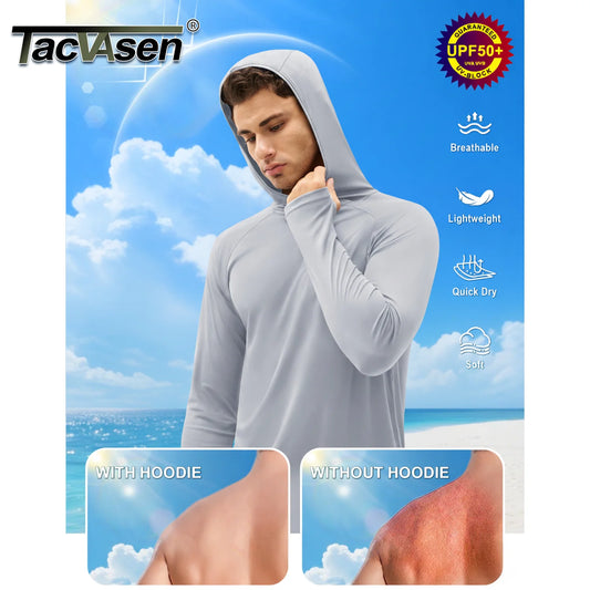 Men's UPF 50+ Sun Protection Shirt Long Sleeve Hooded Top