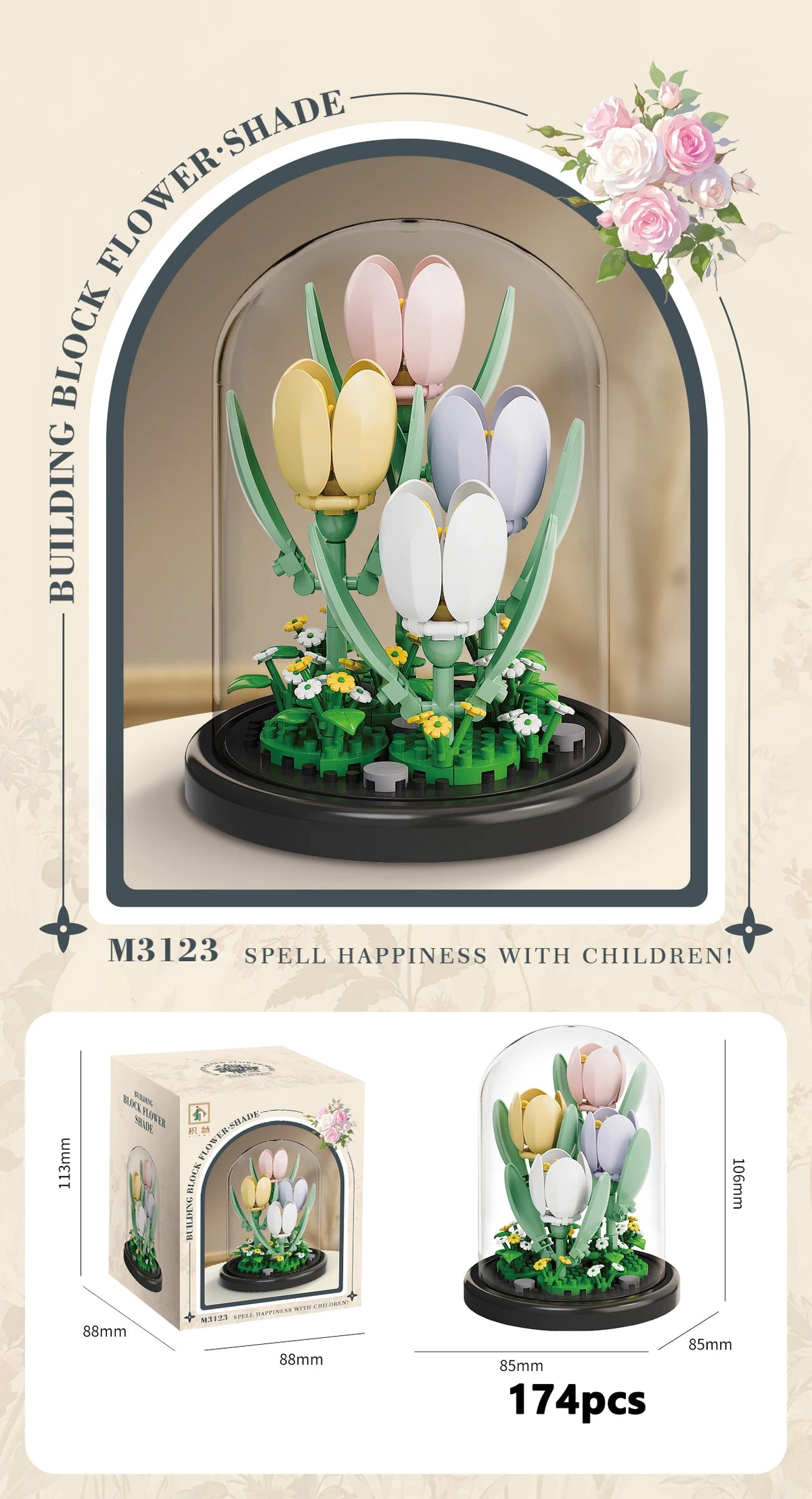 Flower Bouquet Building Blocks DIY Plant Model for Home Decor
