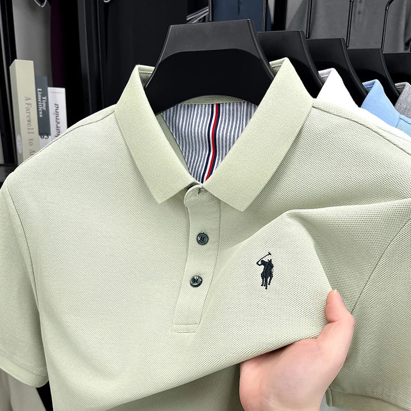 Men’s Cotton Polo Shirt – Embroidered Casual Golf Top