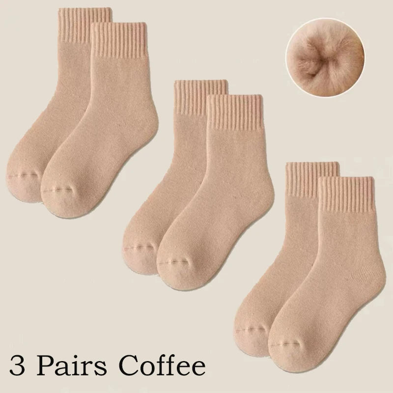 Women's Winter Socks Thick Wool Cashmere Warm 3-Pack
