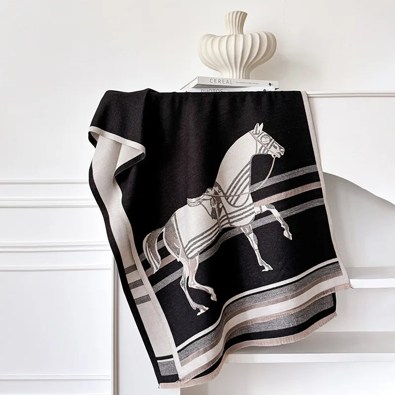 Women's Winter Scarf – Warm Plaid Shawl Wrap 180×65cm