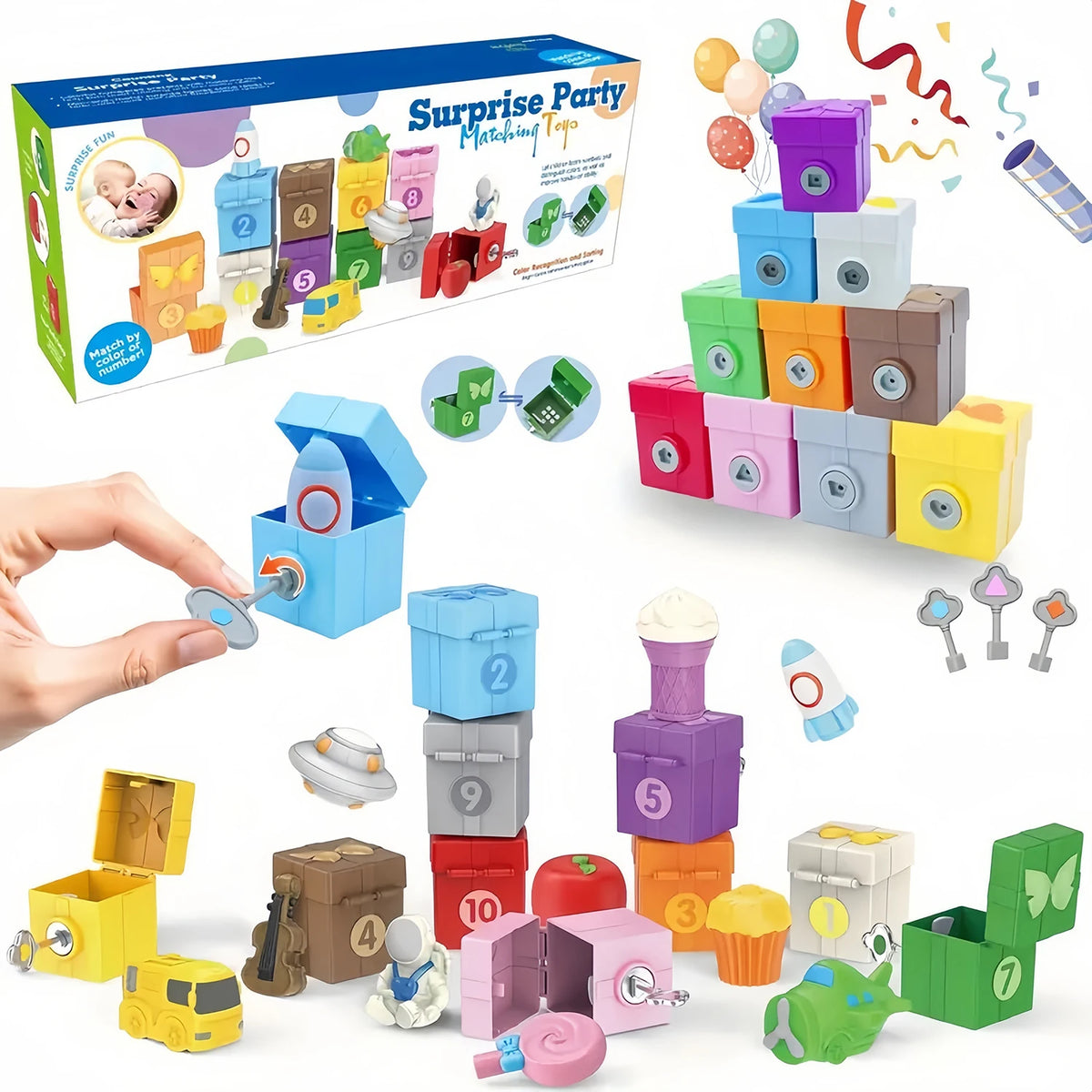 Montessori Farm Train Toy for Counting, Matching and Fine Motor Skills