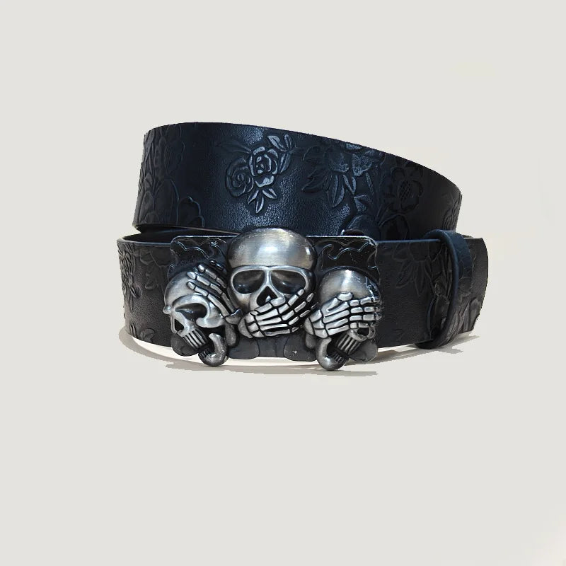 Punk Skull Belt, Unisex Gothic Y2K Skeleton Hand Design