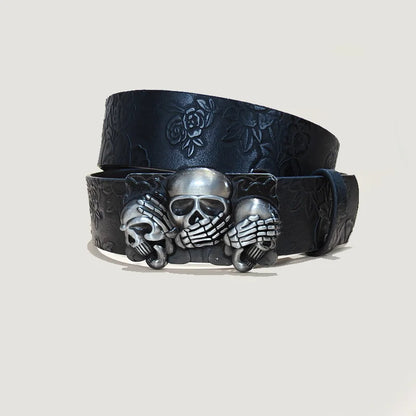 Punk Skull Belt, Unisex Gothic Y2K Skeleton Hand Design