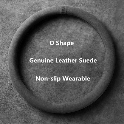 Suede Steering Wheel Cover Universal 37-38cm Non Slip Wrap