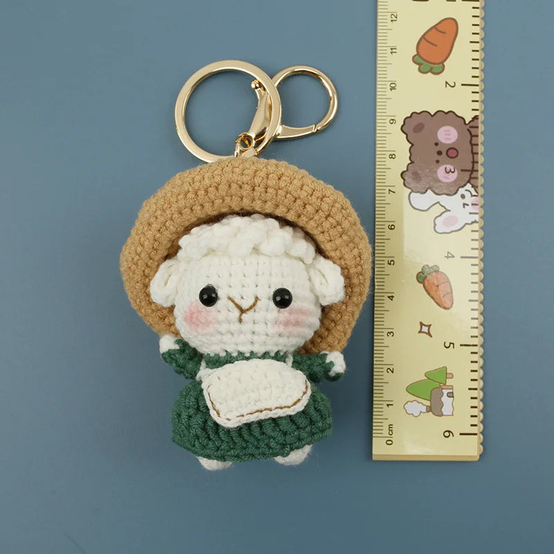 Sheep Keychain Cute Crochet Animal Keyring for Bags and Keys