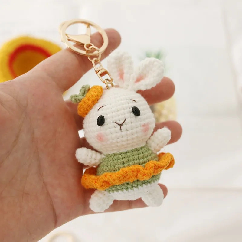 Rabbit Keychain Cute Crochet Animal Keyring for Bags and Gifts