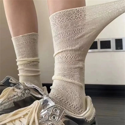 Women's Lace Socks, Sheer Floral Mesh Ankle Socks