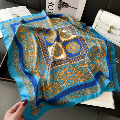 Women's Square Scarf, 70×70cm Printed Satin-Style Headscarf
