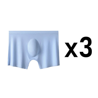 Men's Boxer Briefs Seamless Ice Silk Summer Underwear 3-Pack