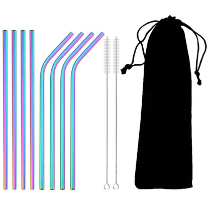 Reusable Stainless Steel Straws Set with Cleaning Brush