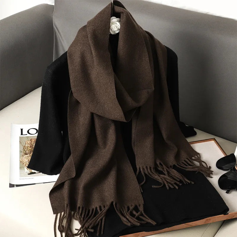Women's Winter Scarf Warm Long Pashmina Shawl with Tassels