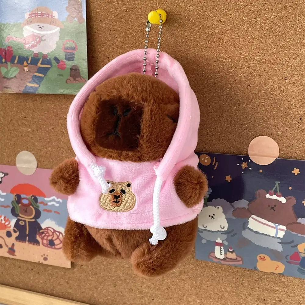 Capybara Plush Toy with Hoodie Wings – Mini Stuffed Animal Keychain